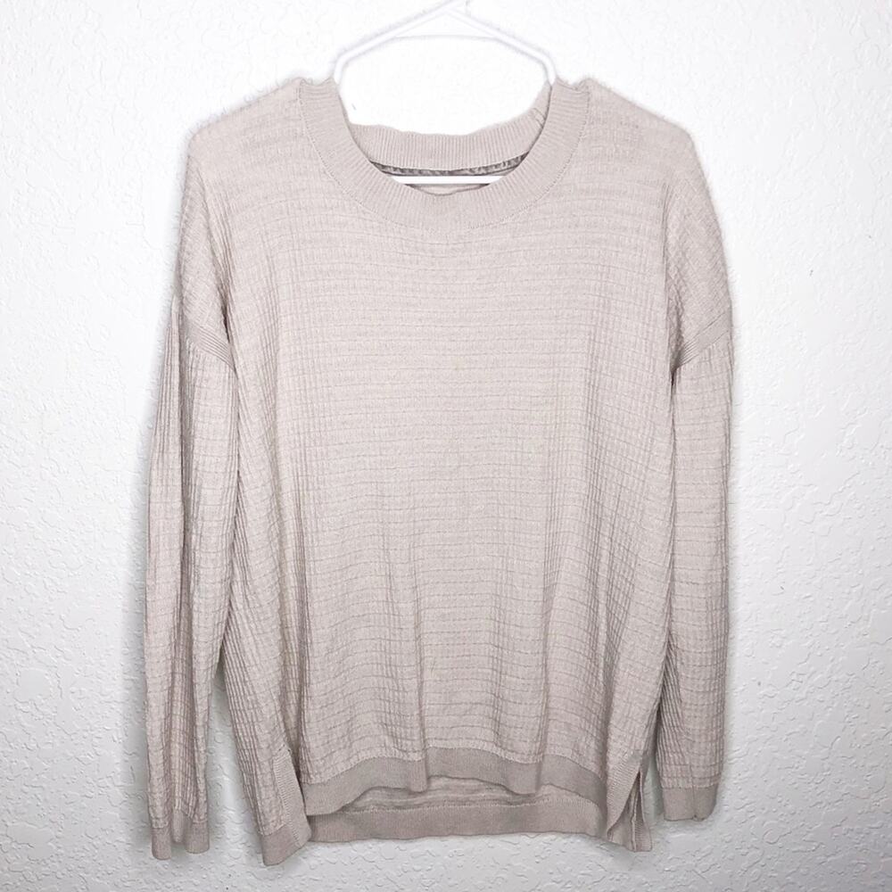 Carbon2Cobalt ivory cream textured knit wool blend sweater size Large